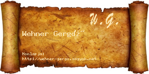 Wehner Gergő névjegykártya